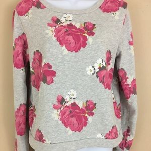 LOFT gray sweatshirt with pink floral pattern SZ S